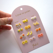 Yuko.B Σκουλαρίκια A Year of Yellow Poetry 12 Ζευγάρια Stainless Steel YB-500-314