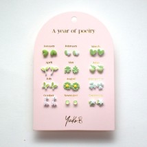 Yuko.B Σκουλαρίκια A Year of Green Poetry 12 Ζευγάρια Stainless Steel YB-500-316