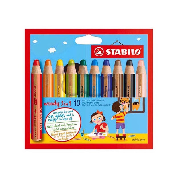 Stabilo Woody 3in1 Ξυλομπογιές σε 10 Χρώματα 880/10