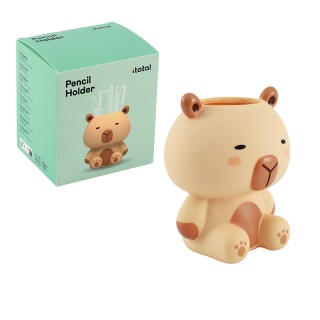 I-Total Pencil Holder Capybara Πλαστική Μολυβοθήκη Μπεζ XL3034J