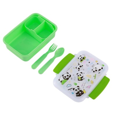 I-Total Lunch Box Panda Πλαστικό Δοχείο Φαγητού Πράσινο 650ml BPA FREE ID2031