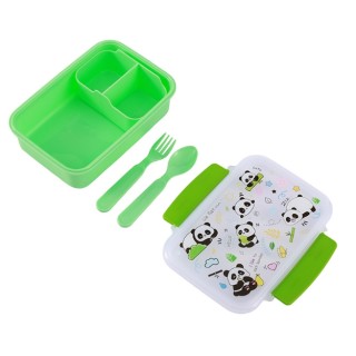 I-Total Lunch Box Panda Πλαστικό Δοχείο Φαγητού Πράσινο 650ml BPA FREE ID2031