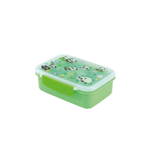 I-Total Lunch Box Panda Πλαστικό Δοχείο Φαγητού Πράσινο 650ml BPA FREE ID2031
