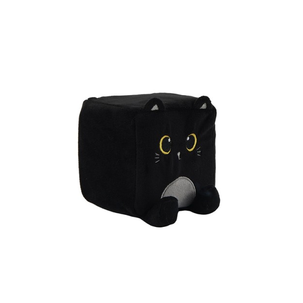 I-Total Παιδικό Διακοσμητικό Μαξιλάρι Squishy Cube Cat Μαύρο 10cm XL2784B
