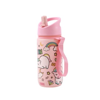 I-Total Παγούρι Θερμός με Καλαμάκι Ροζ ''Unicorn'' 420ml ID0559A