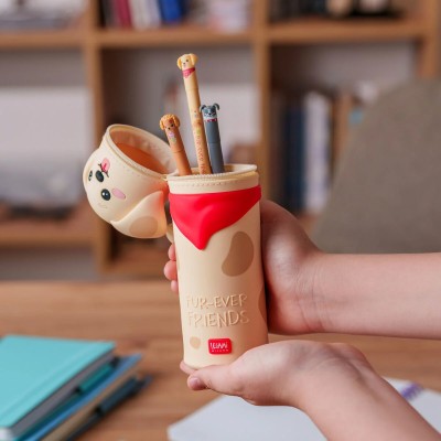 Legami Milano Κασετίνα Βαρελάκι Σιλικόνη Kawaii Μπεζ ''Golden'' KA0025
