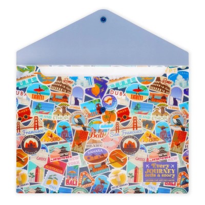 Legami Milano Document Folder A4 Fold&Order ''Travel Stickers'' Μπλε PFB0003