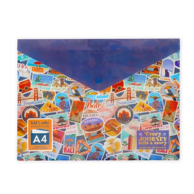 Legami Milano Document Folder A4 Fold&Order ''Travel Stickers'' Μπλε PFB0003