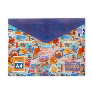 Legami Milano Document Folder A4 Fold&Order ''Travel Stickers'' Μπλε PFB0003