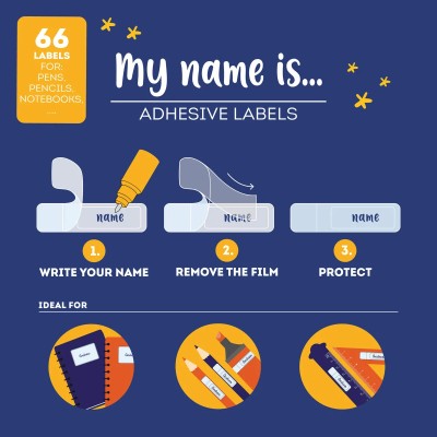 Legami Milano Adhesive Labels with Protective Film My Name Is... ''Space'' STK0003