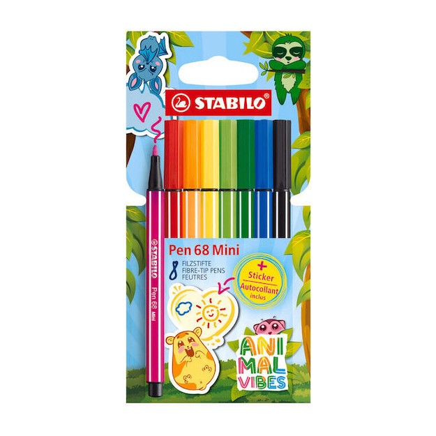Stabilo Μαρκαδόροι Pen 68 Mini Σετ 8 Χρώματα ''Animal Vibes'' 668/8-07