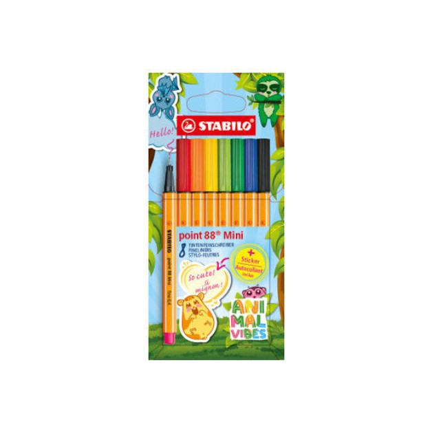 Stabilo Point 88 Mini Μαρκαδόροι Σχεδίου Σετ 8 Χρώματα ''Animal Vibes'' 688/8-07