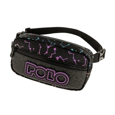 Polo Zippy Σχολική Τσάντα Πλάτης Δημοτικού Μαύρη/Μωβ 9-01-080-8446