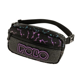 Polo Zippy Σχολική Τσάντα Πλάτης Δημοτικού Μαύρη/Μωβ 9-01-080-8446