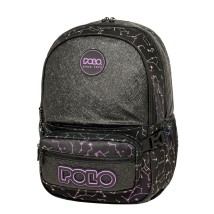 Polo Zippy Σχολική Τσάντα Πλάτης Δημοτικού Μαύρη/Μωβ 9-01-080-8446