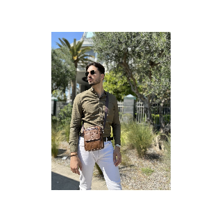 Bull Captain DJB-016 Δερμάτινη Ανδρική Τσάντα Ώμου / Χιαστί σε Καφέ χρώμα