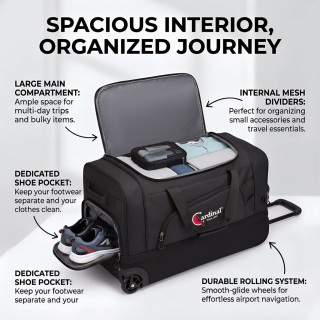 Cardinal Τροχοτσάντα Ταξιδιού 65cm 73L Μαύρο 8507