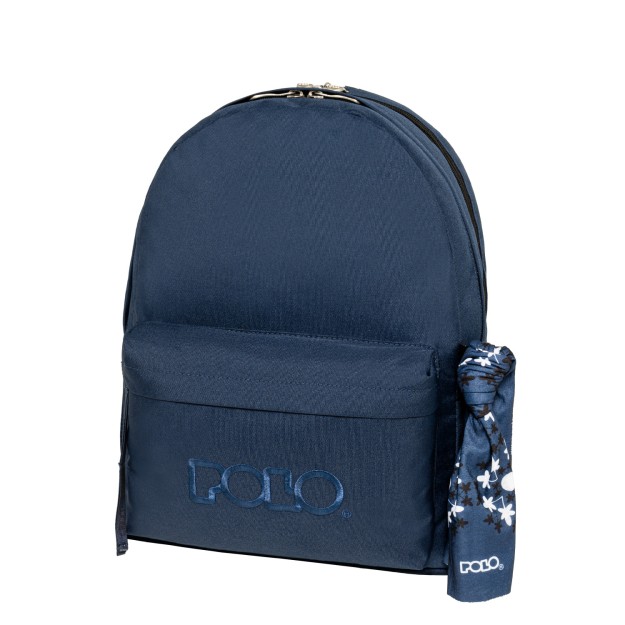 Polo Original Double Scarf Σχολική Τσάντα Πλάτης Γυμνασίου - Λυκείου Μπλε 9-01-235-5100