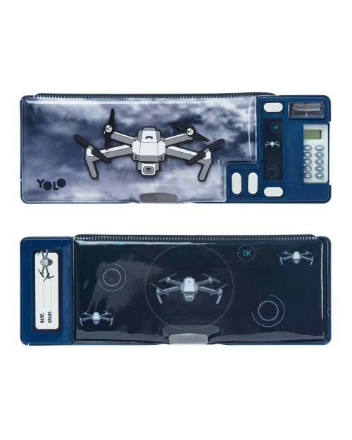 Yolo Σχολική Κασετίνα Retro Plus - Drone Μπλε  10151