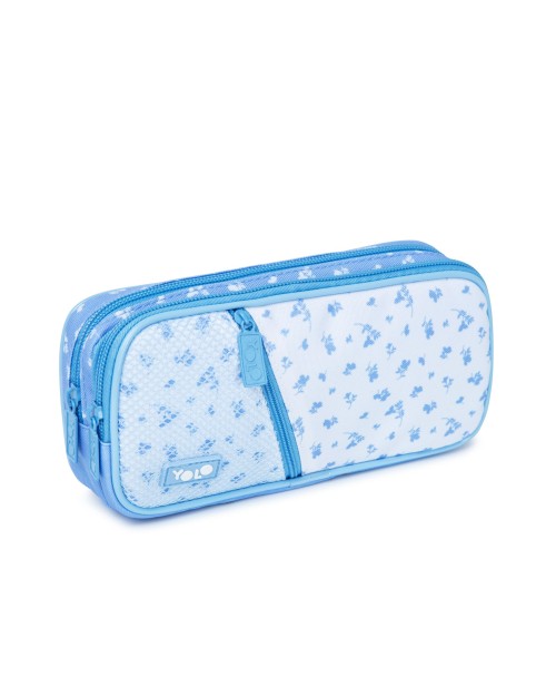 Yolo Σχολική Κασετίνα Box - Blue Flowers Γαλάζια 90124