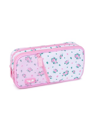 Yolo Σχολική Κασετίνα Box - Pink Flowers Ροζ 90126