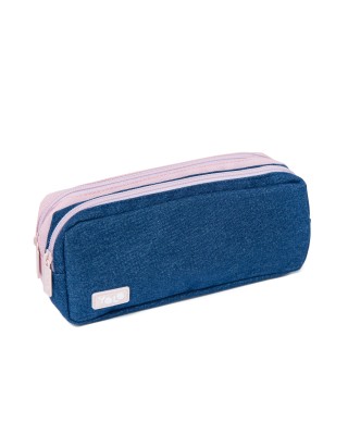Yolo Σχολική Κασετίνα Duo - Denim Pink Ροζ/Τζιν 90137