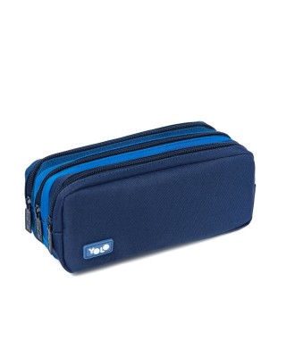 Yolo Σχολική Κασετίνα Τριπλή - Dark Blue Μπλε 90139