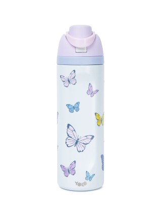 Yolo Μεταλλικό Θερμός 2 σε 1 (700ML) – Butterflies Λιλά 90593