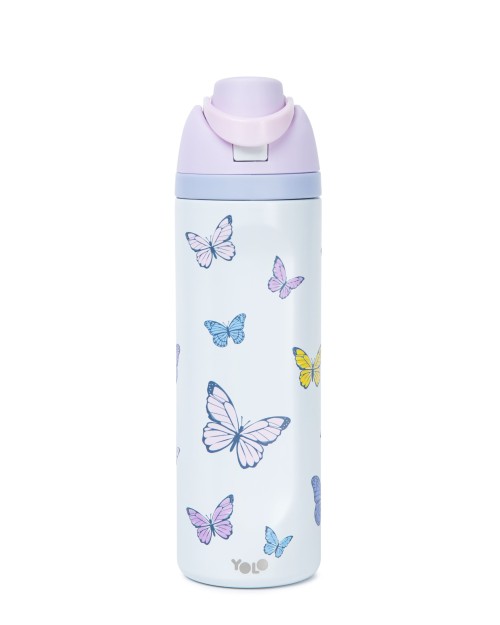 Yolo Μεταλλικό Θερμός 2 σε 1 (700ML) – Butterflies Λιλά 90593