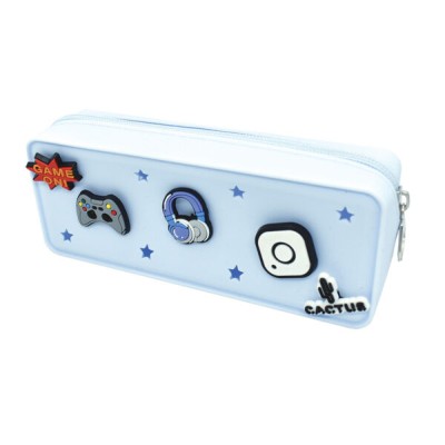 Cactus CROQZIP Κασετίνες με Διακοσμητικά Pins 18x7x4.7cm Γαλάζιο CT9463