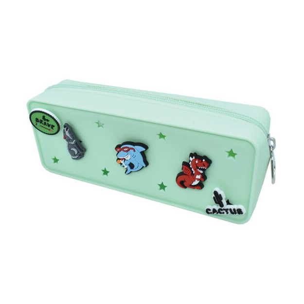 Cactus CROQZIP Κασετίνες με Διακοσμητικά Pins 18x7x4.7cm Μέντα CT9463