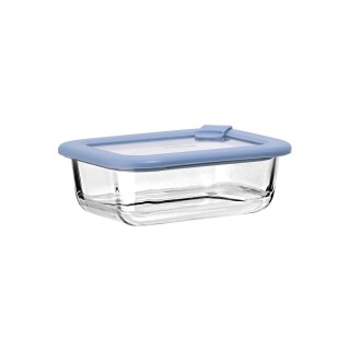 ESTIA ΦΑΓΗΤΟΔΟΧΕΙΟ COLORSEAL ΓΥΑΛΙΝΟ 370ml 16.3x12.3x6.2cm ΜΕ ΚΑΠΑΚΙ ΣΙΛΙΚΟΝΗΣ ΜΠΛΕ