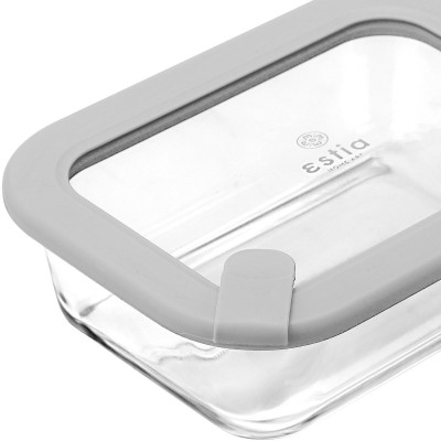 ESTIA ΦΑΓΗΤΟΔΟΧΕΙΟ COLORSEAL ΓΥΑΛΙΝΟ 640ml 18.9x14.5x6.7 ΜΕ ΚΑΠΑΚΙ ΣΙΛΙΚΟΝΗΣ ΓΚΡΙ