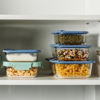 ESTIA ΦΑΓΗΤΟΔΟΧΕΙΟ COLORSEAL ΓΥΑΛΙΝΟ 640ml 18.9x14.5x6.7 ΜΕ ΚΑΠΑΚΙ ΣΙΛΙΚΟΝΗΣ ΜΠΛΕ