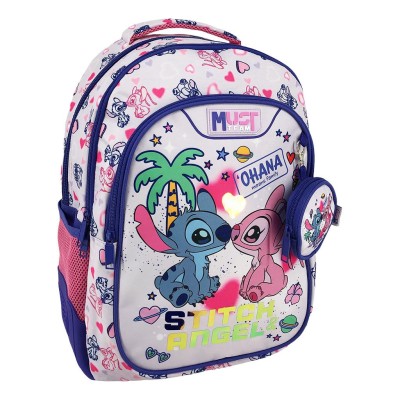 Διακάκης Must Σχολική Τσάντα Πλάτης Δημοτικού Stitch & Angel Μωβ 000565773