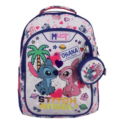 Διακάκης Must Σχολική Τσάντα Πλάτης Δημοτικού Stitch & Angel Μωβ 000565773