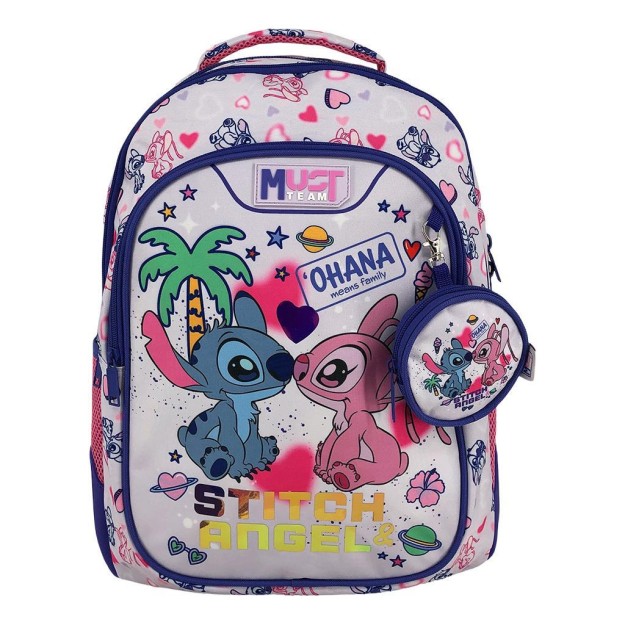 Διακάκης Must Σχολική Τσάντα Πλάτης Δημοτικού Stitch & Angel Μωβ 000565773