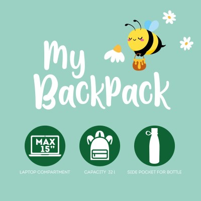 Legami Milano My Backpack - Bee Σακίδιο Πλάτης Bee Φυστικί BPK0020