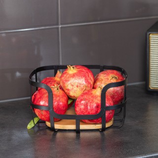 ESTIA ΦΡΟΥΤΙΕΡΑ BAMBOO ESSENTIALS ΜΕΤΑΛΛΙΚΗ 24x24x12.7cm ΜΑΥΡΗ