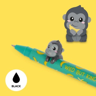 Legami Milano Gel Pen with "Wild but Kind" Gorilla Animal Decoration - Lovely Friends με Μαύρο Μελάνι CPP0030
