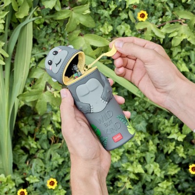 Legami Milano Gorilla "Wild but Kind" 2-in-1 Silicone Pencil Case - Kawaii Κασετίνα Σιλικόνης Μαύρη KA0026