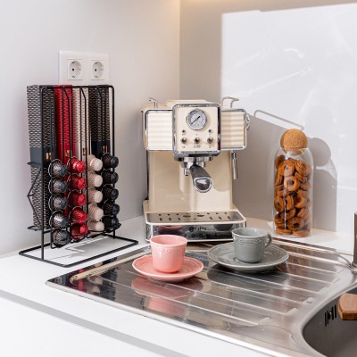 ESTIA ΒΑΣΗ ΓΙΑ ΚΑΨΟΥΛΕΣ & ΣΥΣΚΕΥΑΣΙΕΣ ESPRESSO METAL BLACK ΜΕΤΑΛΛΙΚΗ ΔΙΠΛΗΣ ΟΨΕΩΣ ΜΑΥΡΗ