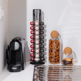 ESTIA ΒΑΣΗ ΓΙΑ ΚΑΨΟΥΛΕΣ ESPRESSO METAL BLACK ΜΕΤΑΛΛΙΚΗ 40 ΘΕΣΕΩΝ ΜΑΥΡΗ