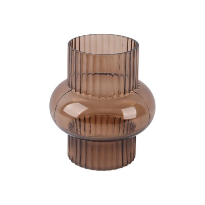 ESTIA ΔΙΑΚΟΣΜΗΤΙΚΟ ΓΥΑΛΙΝΟ ΒΑΖΟ GLOWER 20.5cm ΚΑΦΕ