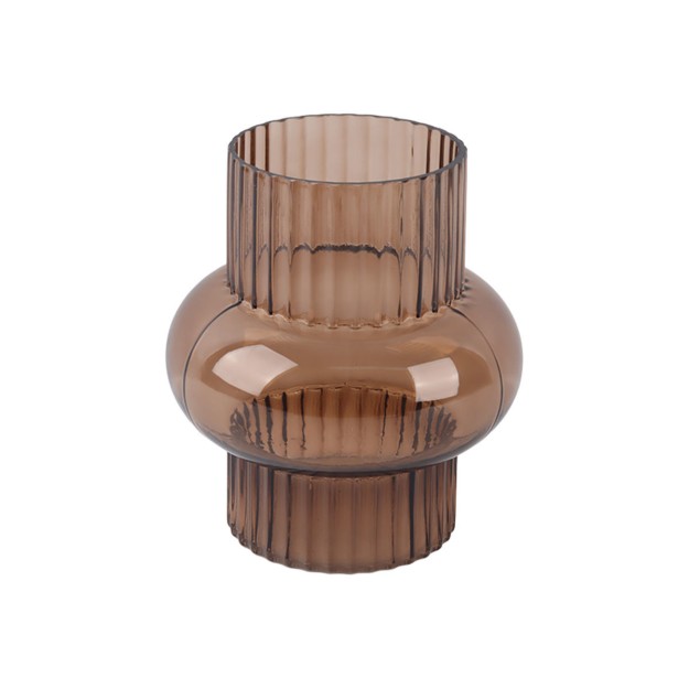 ESTIA ΔΙΑΚΟΣΜΗΤΙΚΟ ΓΥΑΛΙΝΟ ΒΑΖΟ GLOWER 20.5cm ΚΑΦΕ