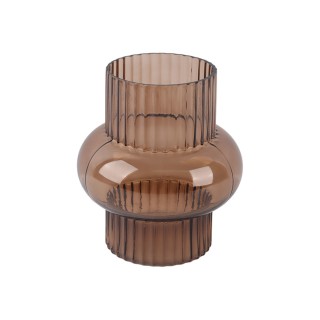 ESTIA ΔΙΑΚΟΣΜΗΤΙΚΟ ΓΥΑΛΙΝΟ ΒΑΖΟ GLOWER 20.5cm ΚΑΦΕ