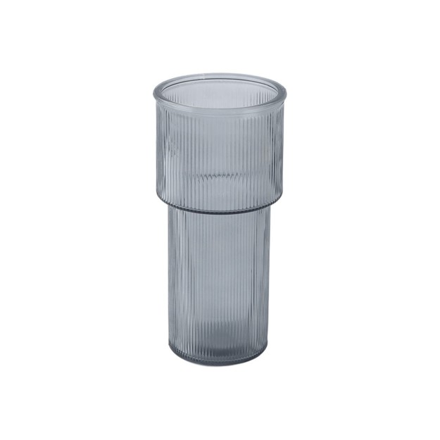 ESTIA ΔΙΑΚΟΣΜΗΤΙΚΟ ΓΥΑΛΙΝΟ ΒΑΖΟ RIPPLE 24cm ΓΚΡΙ