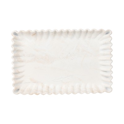 ESTIA ΔΙΣΚΟΣ ΟΡΘΩΓΩΝΙΟΣ NYRA ΜΕ ΕΦΕ ΜΑΡΜΑΡΟΥ 28x18x3cm IVORY