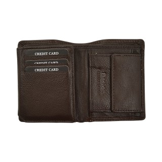 Daston 034 Ανδρικό Δερμάτινο Πορτοφόλι Μικρό Καφέ