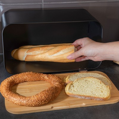 ESTIA ΨΩΜΙΕΡΑ BAMBOO ESSENTIALS ΜΕΤΑΛΛΙΚΗ ΜΕ ΚΑΠΑΚΙ 34.5x19x17cm ΜΑΥΡΗ